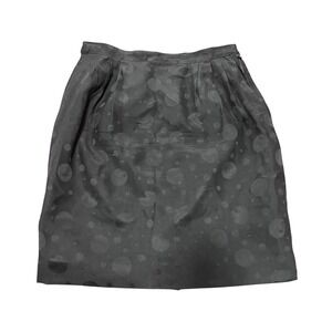 Anne Crimins for Umi Collections Black 100% Silk Polka Dot Jacquard Skirt Size 8